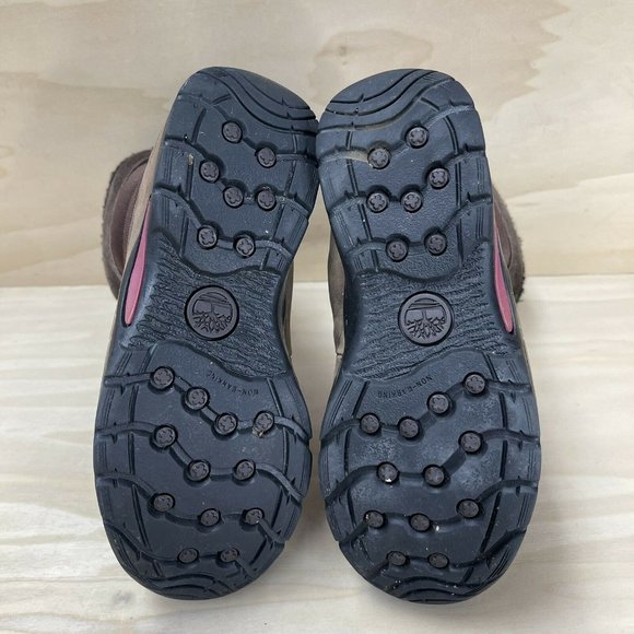 Timberland Girls Leather Waterproof Insulated Snow Boots Brown Lace Up 9391 Sz 1 - Picture 6 of 7